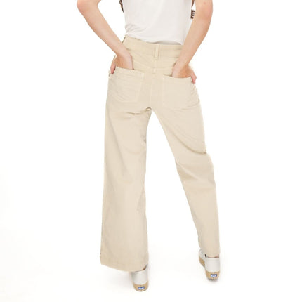 M&S Per Una Wide Leg Pleat Front Chino Trousers Ecru-Quality Brands Outlet-