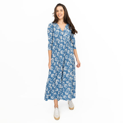 Seasalt Sky Branch Blue Elderflower Shadow Midi Dress-Quality Brands Outlet-