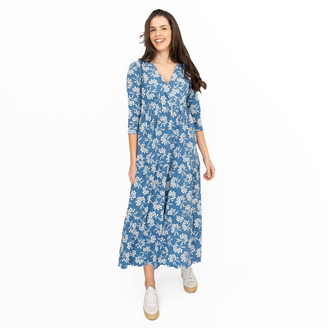 Seasalt Sky Branch Blue Elderflower Shadow Midi Dress-Quality Brands Outlet-