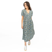 Seasalt Blue Tea Dress Birch Leaf Midaxi - Quality Brands Outlet