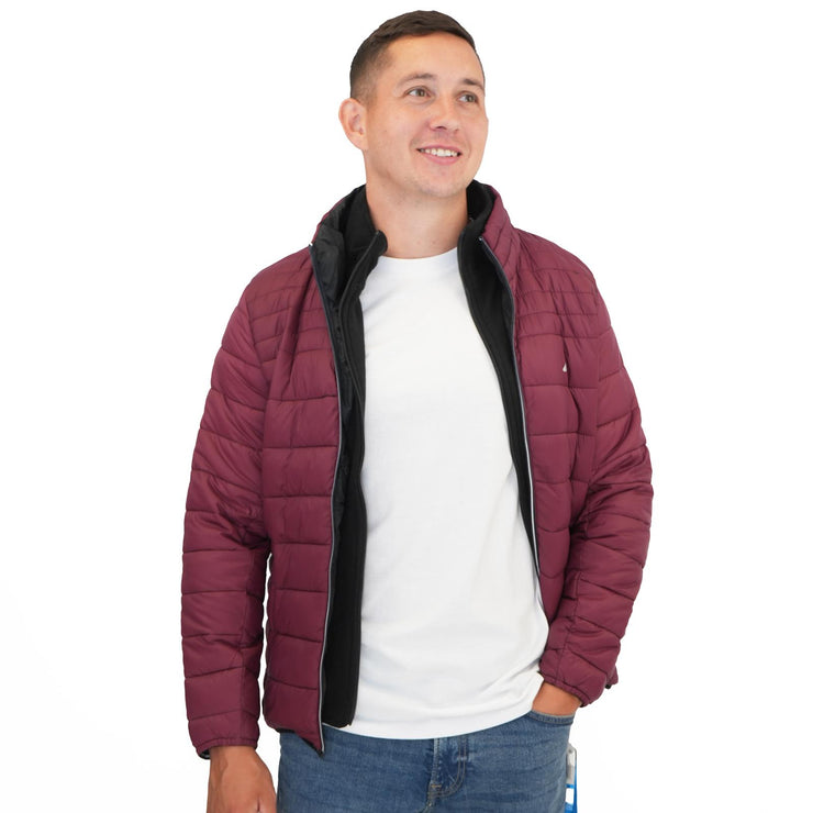 Nautica Performance Double Zip Puffer Jacket Burgundy - Quality Brands Outlet