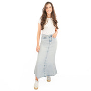 M&S Denim Maxi Skirt A - Line Cotton Lyocell - Quality Brands Outlet