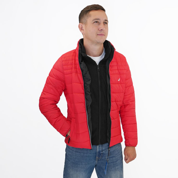 Nautica Performance Double Zip Puffer Jacket Red - Quality Brands Outlet