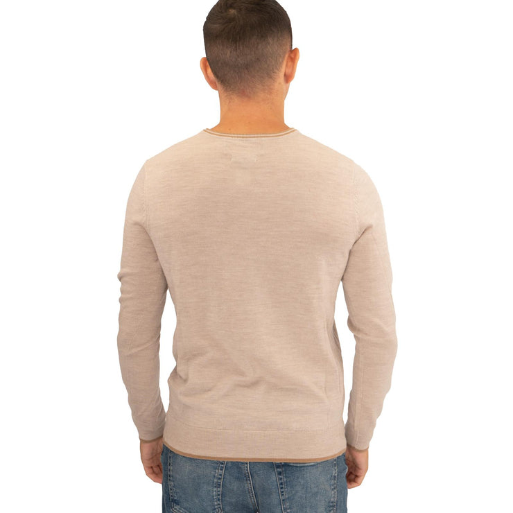 Nicole Farhi Farhi Mens Crew Neck Merino Wool Jumper Light Brown