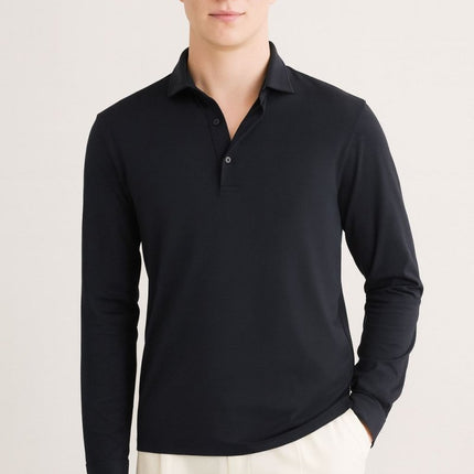 Porofino Polo Shirt Navy Long Sleeve Tops-Quality Brands Outlet-