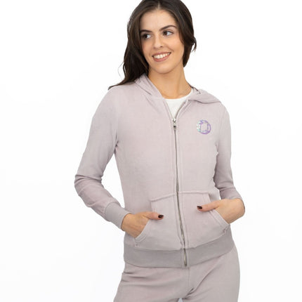 Lipsy London Lilac Velour Full Zip Hoodies-Quality Brands Outlet-