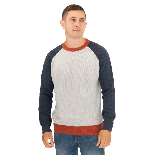 White Stuff Mens Pentire Crew Neck Grey Colour Block Jumper-Quality Brands Outlet-