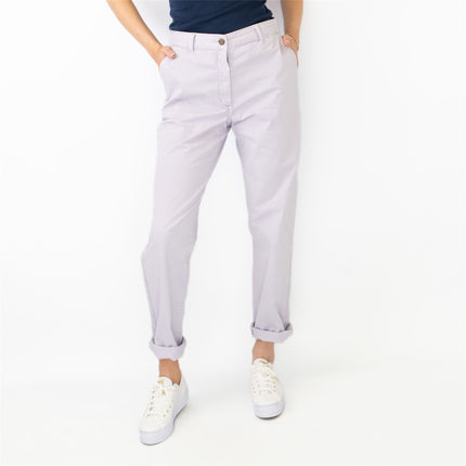 M&S Cotton Rich Tapered Ankle Grazer Chinos Pale Lilac-Quality Brands Outlet-