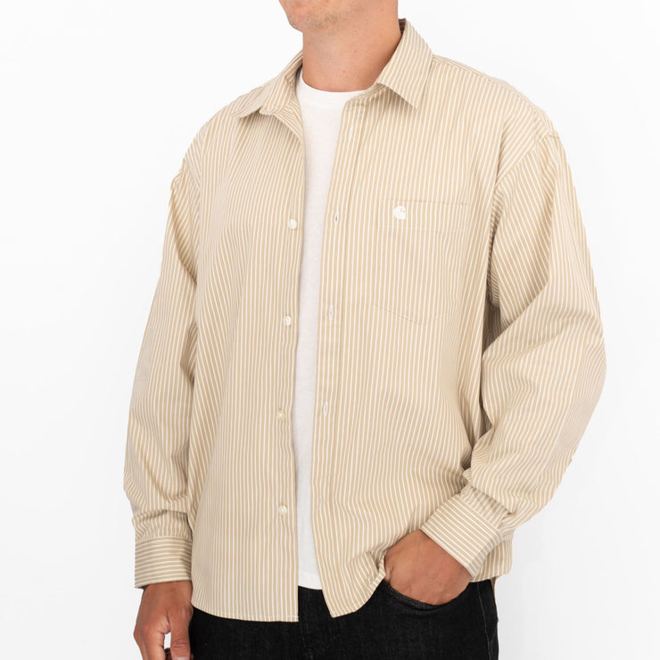Carhartt WIP Men Long Sleeve Beige Drake Shirt - Quality Brands Outlet