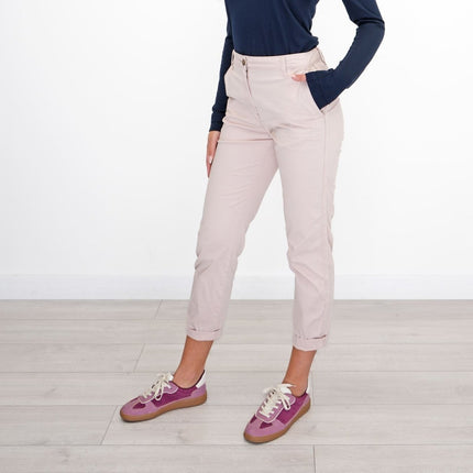 M&S Cotton Rich Tapered Ankle Grazer Chinos Pink-Quality Brands Outlet-