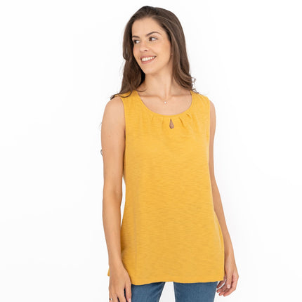 Seasalt Bright Beach Yellow Summer Vest Keyhole Sleeveless Tops-Quality Brands Outlet-