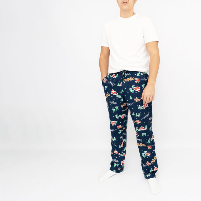 Old Navy Mens Blue Reindeer & Sleigh Rides PJ Bottom-Quality Brands Outlet-