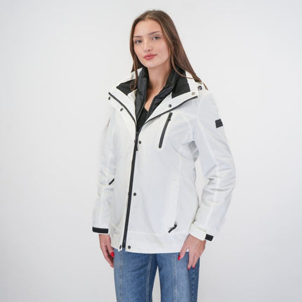 3-in-1 Waterproof Ski Jacket White with Detachable Insert-Quality Brands Outlet-