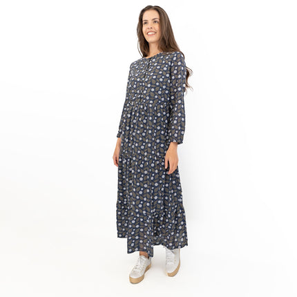 Seasalt Navy Leaves Charbon Midi Dress-Quality Brands Outlet-