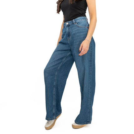 M&S Slouchy Wide Leg Jeans Medium Indigo Denim - Quality Brands Outlet