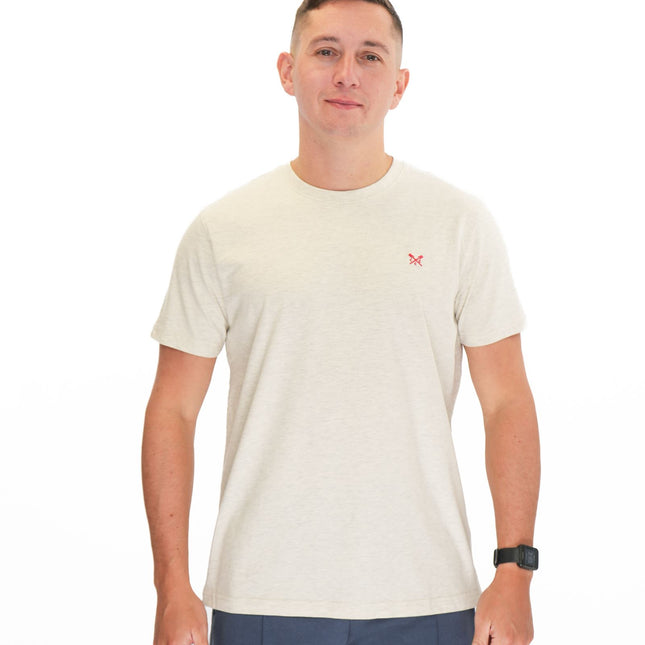 Crew Clothing Mens Beige Short Sleeve T-Shirt-Quality Brands Outlet-