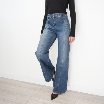 Flare Wide Leg Jeans Mid Blue - Quality Brands Outlet