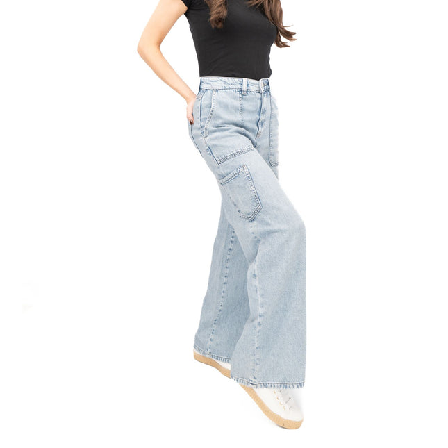 M&S Womens Wide Leg Carpenter Blue Jeans-Quality Brands Outlet-