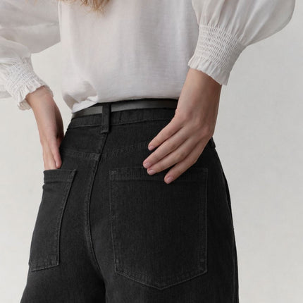 M&S Per Una Wide Leg Jeans Charcoal Stretch - Quality Brands Outlet