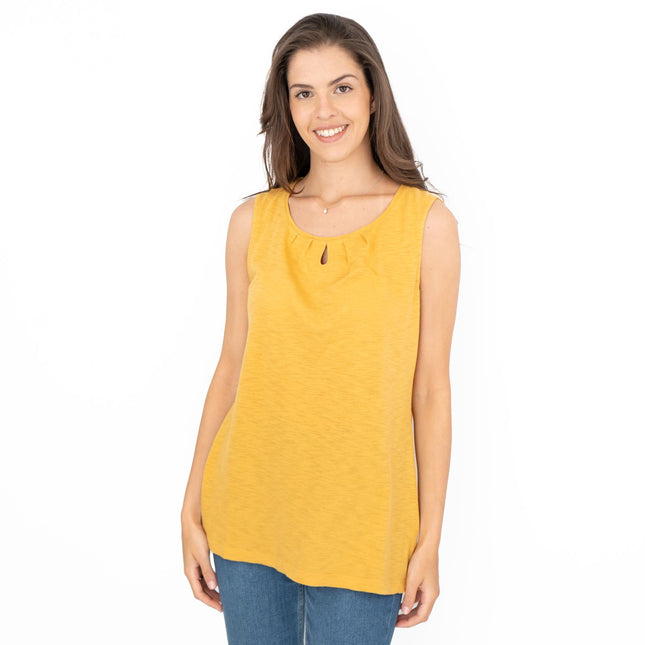 Seasalt Bright Beach Yellow Summer Vest Keyhole Sleeveless Tops-Quality Brands Outlet-