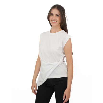 Tilly Drape Cotton Tops White-Quality Brands Outlet-