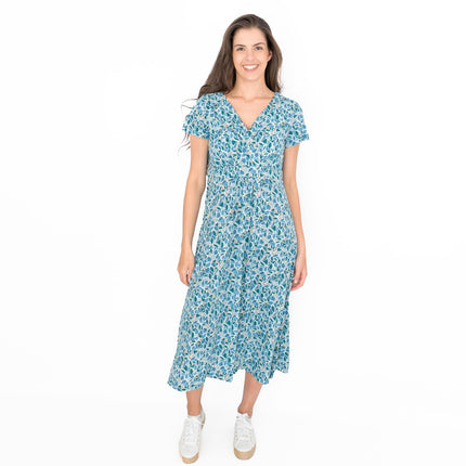 Seasalt Chapelle Blue Floral Short Sleeve Jersey Midi Dress-Quality Brands Outlet-