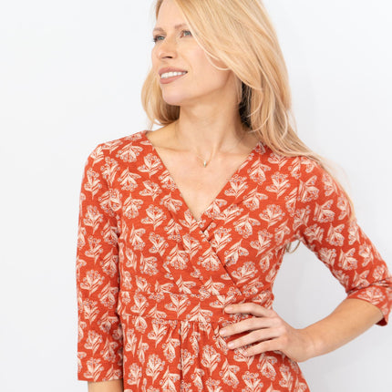 Seasalt Orange Floral Chacewater Jersey Midi Dress