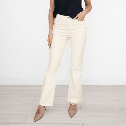 M&S Jeans Soft White Slim Flare High Waisted Bootcut Jeans-Quality Brands Outlet-