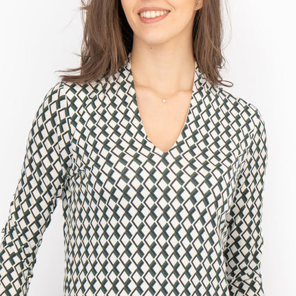 Hobbs Aimee Geometric Top Ivory Green-Quality Brands Outlet-