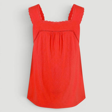 Weird Fish Red Chelle Square Neck Jersey Vest Top - Quality Brands Outlet