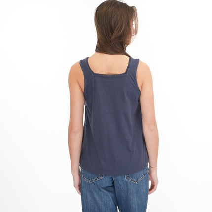 Weird Fish Navy Chelle Square Neck Jersey Vest Top - Quality Brands Outlet