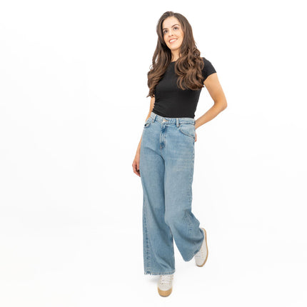 M&S Slouchy Wide Leg Jeans Light Blue Denim - Quality Brands Outlet