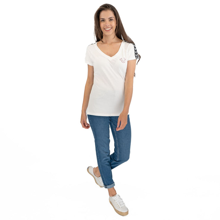 True Religion Womens White Top T-Shirt Short Sleeve