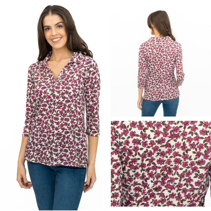 Seasalt Pink Wavecrest Blouse 3/4 Sleeve Tops-Quality Brands Outlet-
