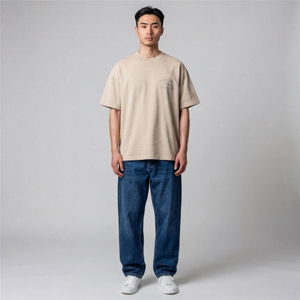 Mens T-Shirts Premium Brand Tan Beige Short Sleeve Cotton Graphic Boxy Fit - Quality Brands Outlet