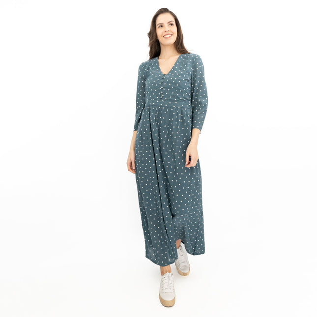 Seasalt Blue Feather Slate Polka Dot Midi Dress-Quality Brands Outlet-