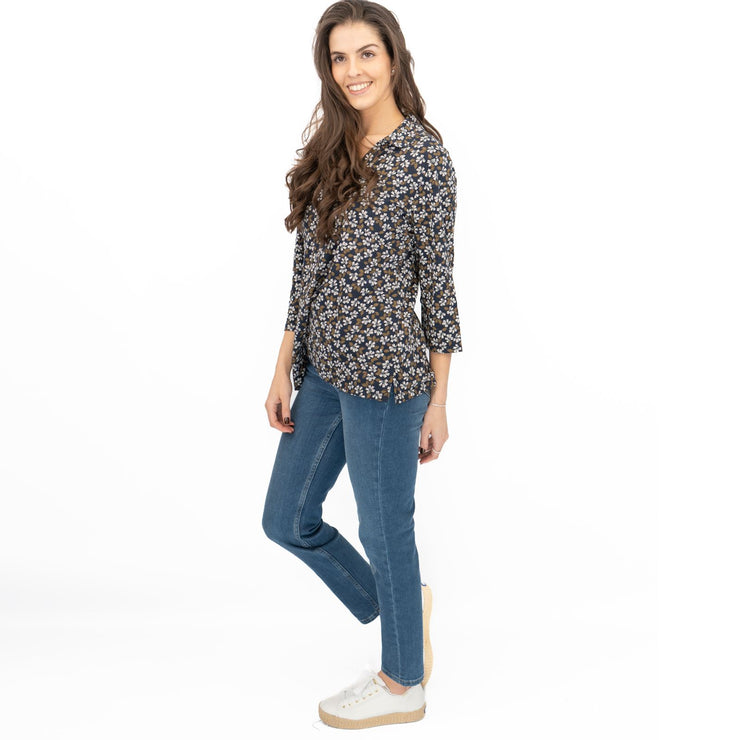 Seasalt Womens Wavecrest Shirt Navy Blue Cotton Jersey - Quality Brands Outlet