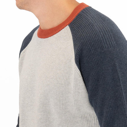 White Stuff Mens Pentire Crew Neck Grey Colour Block Jumper - Quality Brands Outlet