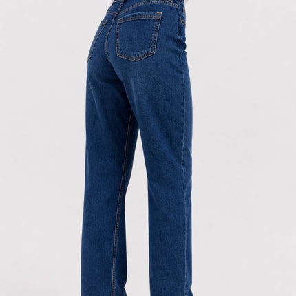 M&S Per Una Girlfriend Jeans Mid Rise Turn Up Lyocell Blend Relaxed Fit - Quality Brands Outlet