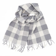 Joules Tytherton Grey Check Brushed Wool Mix Scarf for Men