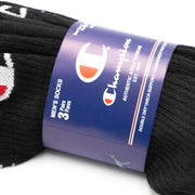 Champion Men's 3-Pack Rib Black Long Socks Size 6-12
