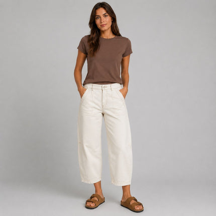 M&S Per Una Cropped Barrel Leg Jean Ecru