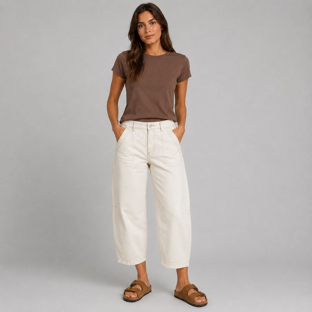 M&S Per Una Cropped Barrel Leg Jean Ecru