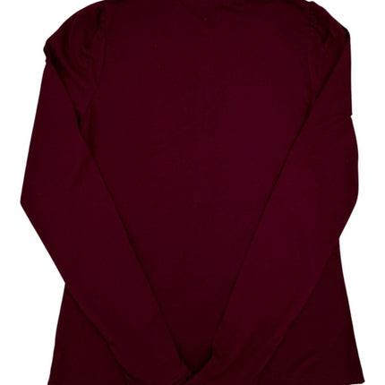 Boden Burgundy Supersoft Frill Henley Top Cotton Modal Slim Fit-Quality Brands Outlet-