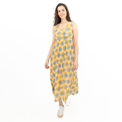 Seasalt Womens Polmanter Yellow Sunflower Jersey Dress-Quality Brands Outlet-