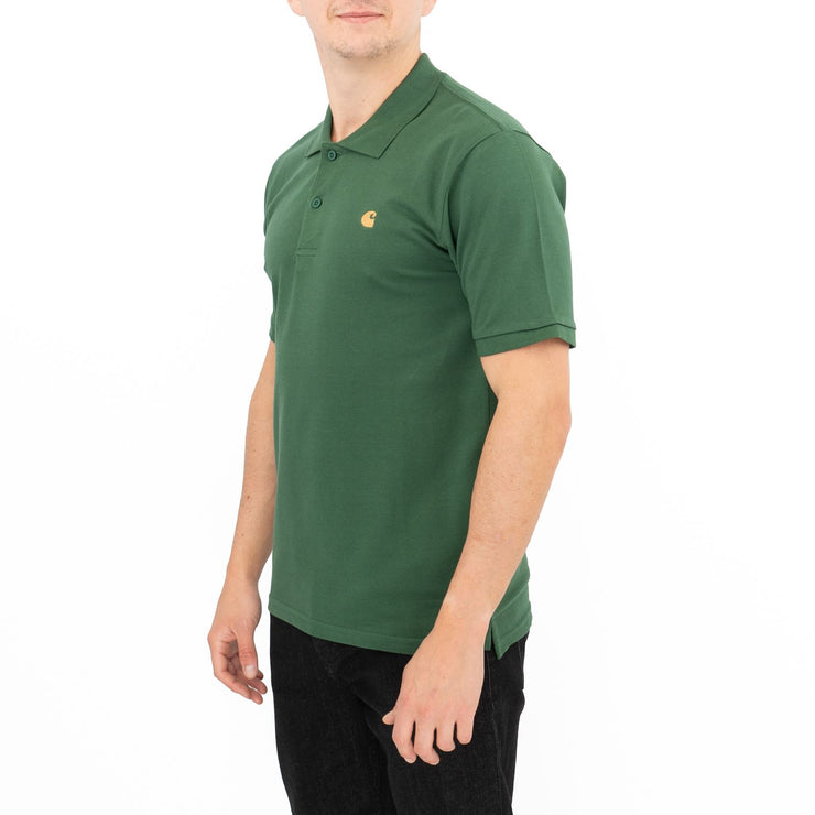 Carhartt Mens Polo Shirt Chase Pique Cotton Green