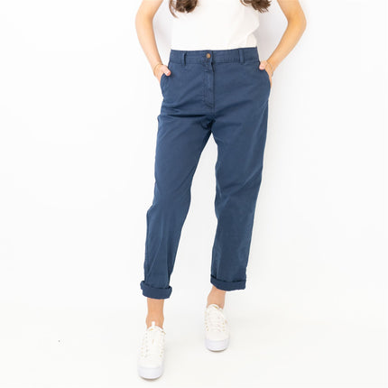 M&S Cotton Rich Tapered Ankle Grazer Chinos Navy - Quality Brands Outlet