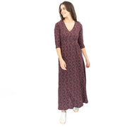 Seasalt Maggie Maxi Dress Purple Floral Cotton 3/4 Sleeve - Quality Brands Outlet