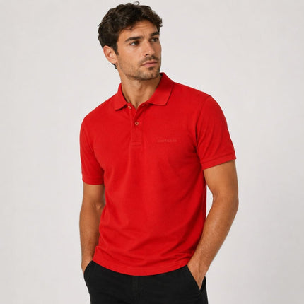 Mens Polos Short Sleeve Premium Brand Red Tops-Quality Brands Outlet-
