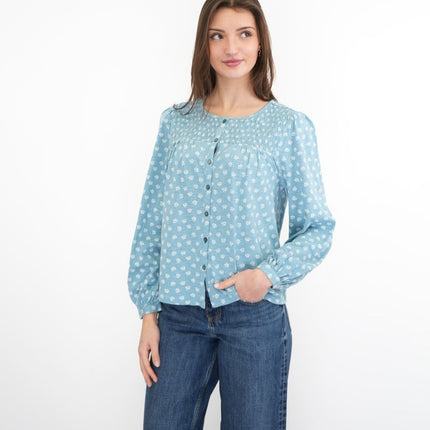 White Stuff Soft Blue Daniella Long Sleeve Tops-Quality Brands Outlet-
